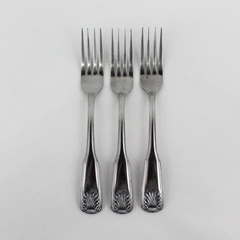 Lot of 3 Vintage Serco Flatware Stainless Sea Shell Dinner Forks Japan