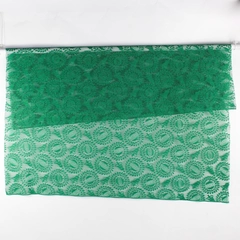 Unbranded Solid Green Color Lace Fabric With Christmas Ornament Design 64" x 64"