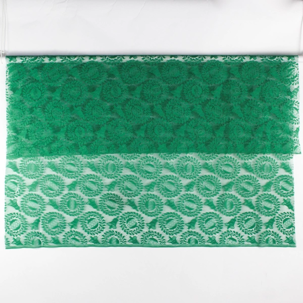 Unbranded Solid Green Color Lace Fabric With Christmas Ornament Design 64" x 64"