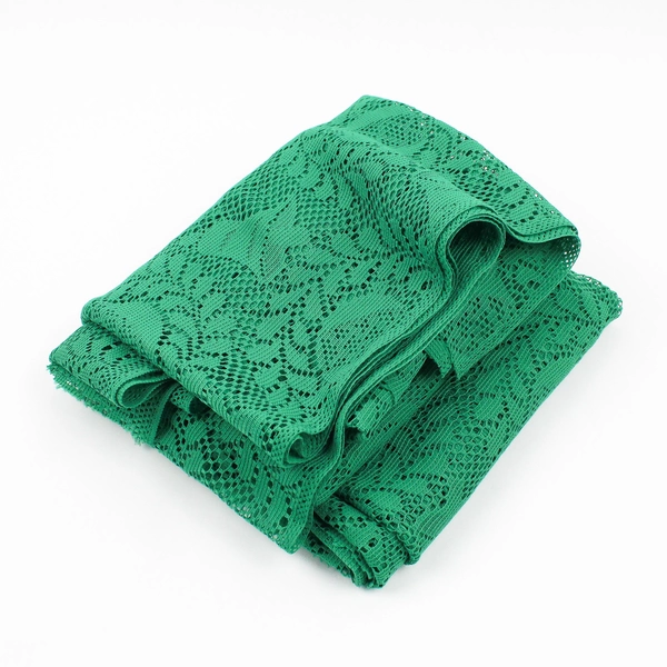 Unbranded Solid Green Color Lace Fabric With Christmas Ornament Design 64" x 64"