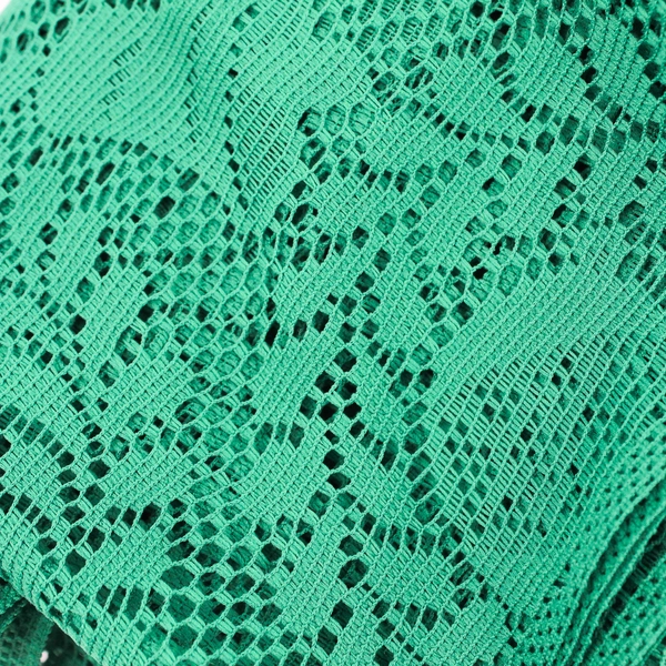 Unbranded Solid Green Color Lace Fabric With Christmas Ornament Design 64" x 64"