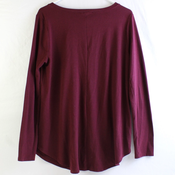 Zenana Shirt Top Size Large Dark Red Long Sleeve
