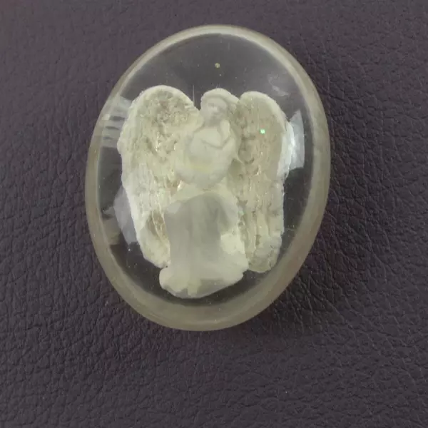 Lot of 2 St. Jude & Angel Glass Medallions 1.5in Religious Catholic