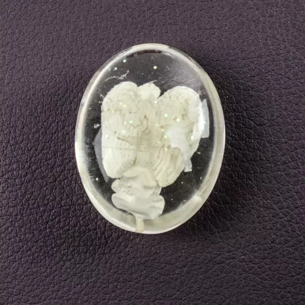 Lot of 2 St. Jude & Angel Glass Medallions 1.5in Religious Catholic