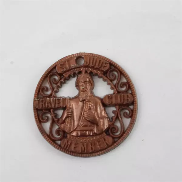 Lot of 2 St. Jude & Angel Glass Medallions 1.5in Religious Catholic