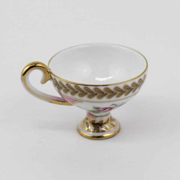 Victoria's Garden Pink Floral Footed Mini China Tea Cup & Saucer Set