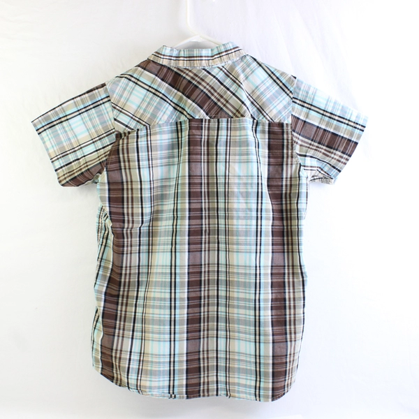 Canyon Guide Outfitters Women's Short Sleeve Button Front Plaid Top 