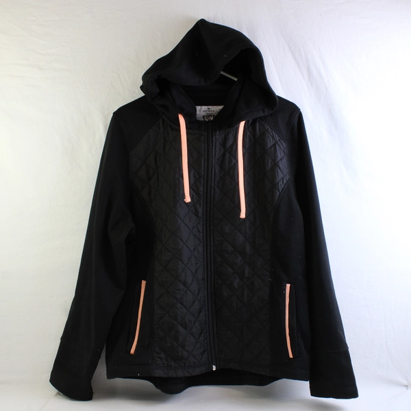 Athletic Collection Women's XL Black and Pink Full Zip Long Sleeve Hoodie