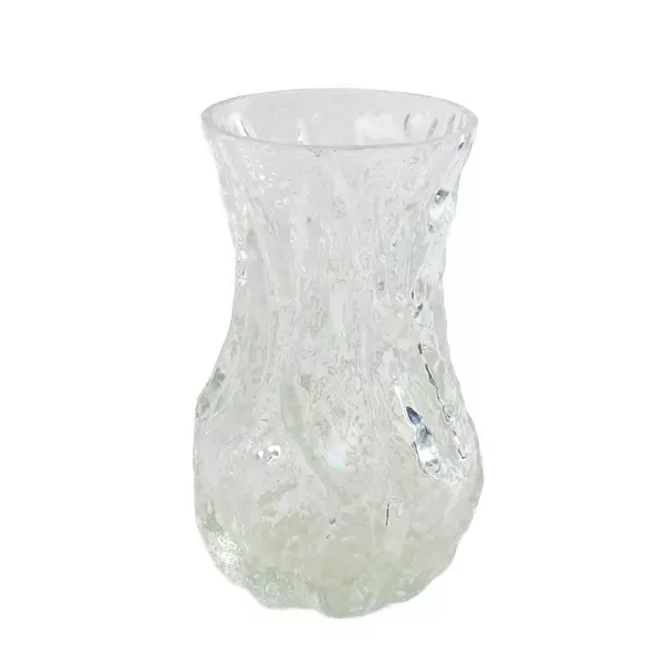 Vintage Italian IVV Selezione Bark-Ice Textured Glass Vase 8.5in