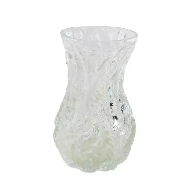 Vintage Italian IVV Selezione Bark-Ice Textured Glass Vase 8.5in