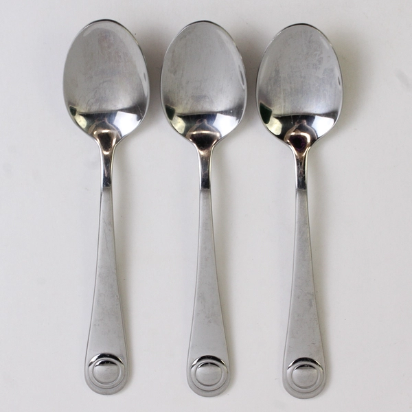 Lot of 3 Wallace Silver Optic Pattern 18/10 SS Teaspoons 6.25" Very Rare HTF