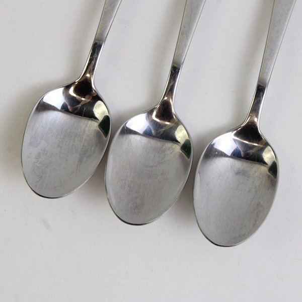 Lot of 3 Wallace Silver Optic Pattern 18/10 SS Teaspoons 6.25" Very Rare HTF