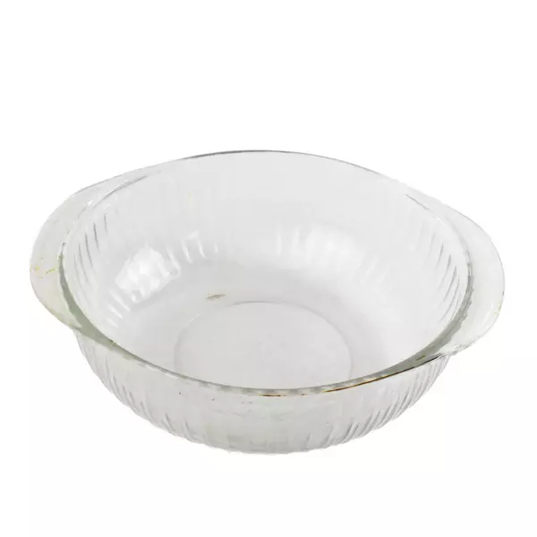 Pyrex #024-S 2QT Round Glass Mixing Casserole Bowl Clear Handles No Lid