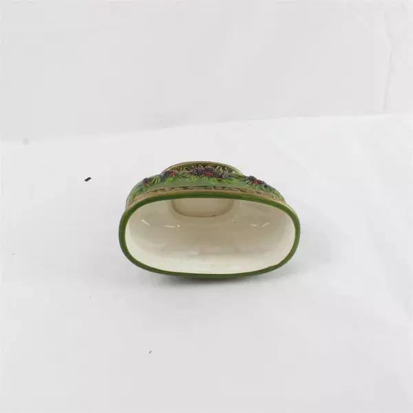 Vintage Napcoware Japan Oval Christmas Planter X-8649 Green Pinecones Berries