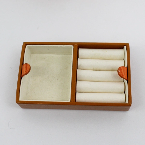  Portable Leather Jewelry Case Orange Crocodile Print 