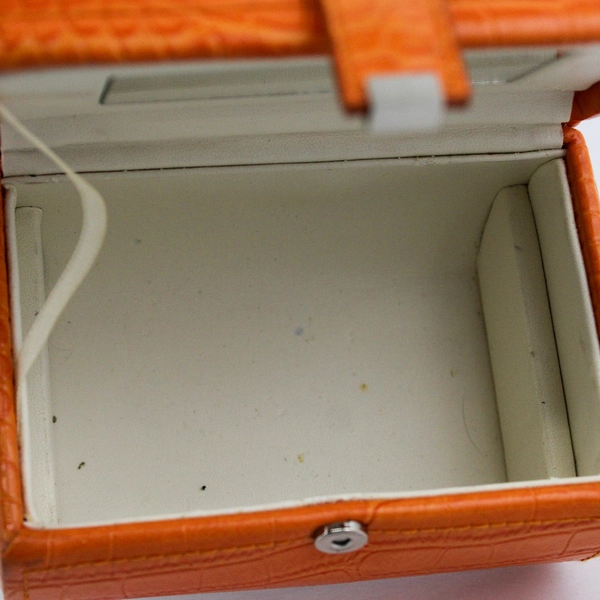  Portable Leather Jewelry Case Orange Crocodile Print 