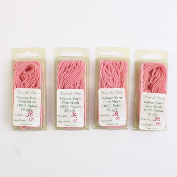 Lot of 4 Fleur de Paris Velour Yarn 10 yds. 100% Nylon, Pink 