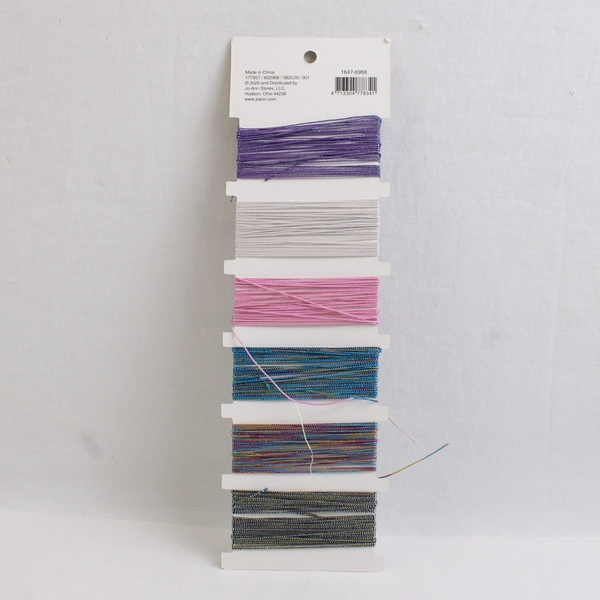 Card of Hildie & Jo Stretch Cord, 6 Asstd. Colors, 0.7mm New 
