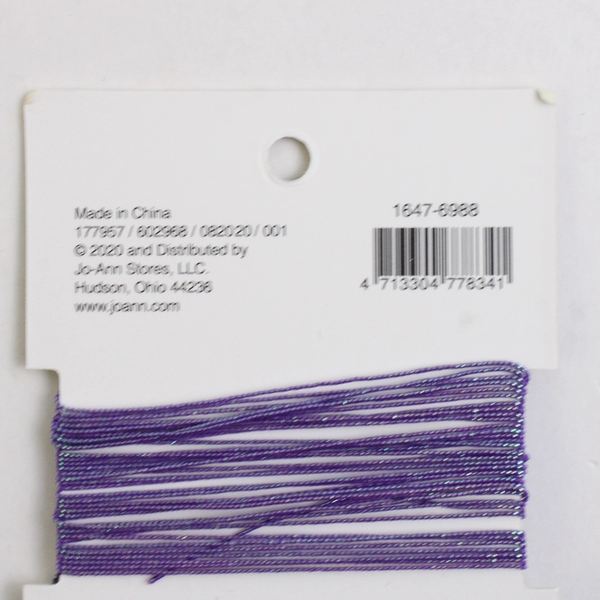 Card of Hildie & Jo Stretch Cord, 6 Asstd. Colors, 0.7mm New 