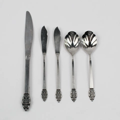 Lot Of 5 Oneida Silver Nordic Crown (Stainless) Flatware 3 Knives 2 Sugar Spoon