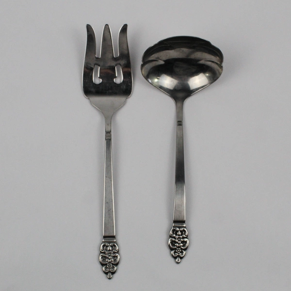 Lot Of 2 Oneida Silver Nordic Crown (Stainless) Flatware Serving Fork & Ladle