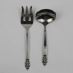 Lot Of 2 Oneida Silver Nordic Crown (Stainless) Flatware Serving Fork & Ladle