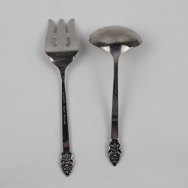 Lot Of 2 Oneida Silver Nordic Crown (Stainless) Flatware Serving Fork & Ladle
