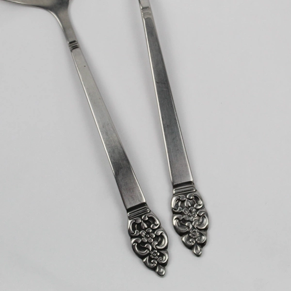Lot Of 2 Oneida Silver Nordic Crown (Stainless) Flatware Serving Fork & Ladle
