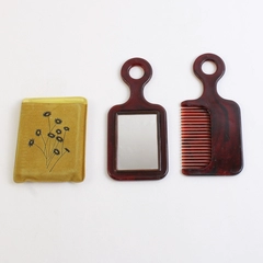 Set Of 3 Vintage Bakelite Hair Comb Pick Mirror And Case Made In Hong Kong