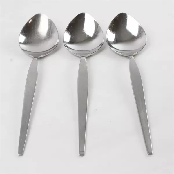Set of 3 Oneida Satinique Stainless Sugar Spoons 6 in