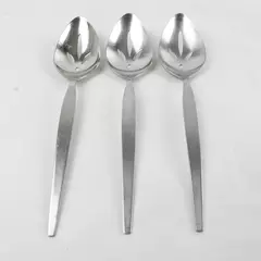 Set of 3 Oneida Satinique Stainless Pierced Serving Spoons 8.25"