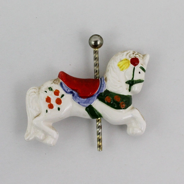 Vintage Ceramic Carousel Horse Christmas Ornament Japan