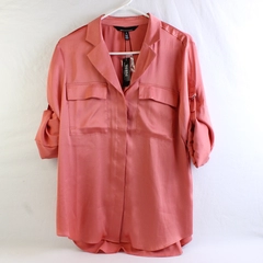 WHBM Peach Colored Blouse Long Sleeve Women's Size Medium
