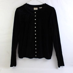 Vintage Paradox Black Long Sleeve Shirt Snap Front Blouse Women's Size Large