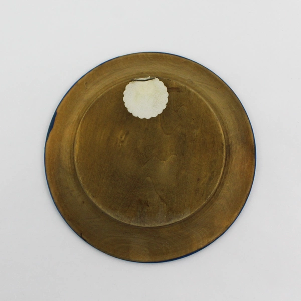 Vtg Norwegian Hand Painted Rosemaling Wood Wall Plate 6” Blue Floral