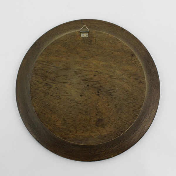 Vintage Hand-painted Rosemaling Folk Style Brown Wooden Plate  8”