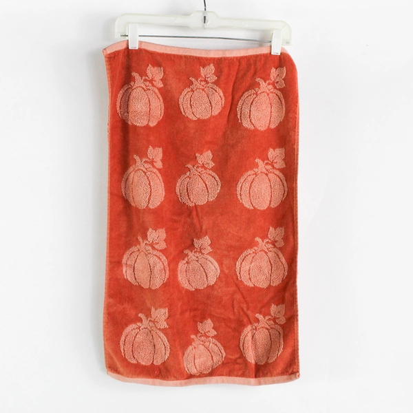 Lot Of 2 Caro Home Matching Orange Pumpkin Pattern Hand Towels 17" x 27"
