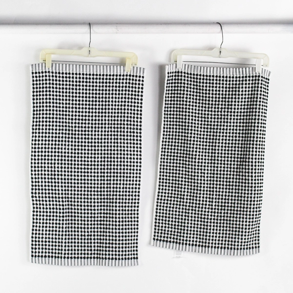 Lot Of 2 DKNY Matching Black/White Dish Towels 100% Cotton 16.5" x 28.5"