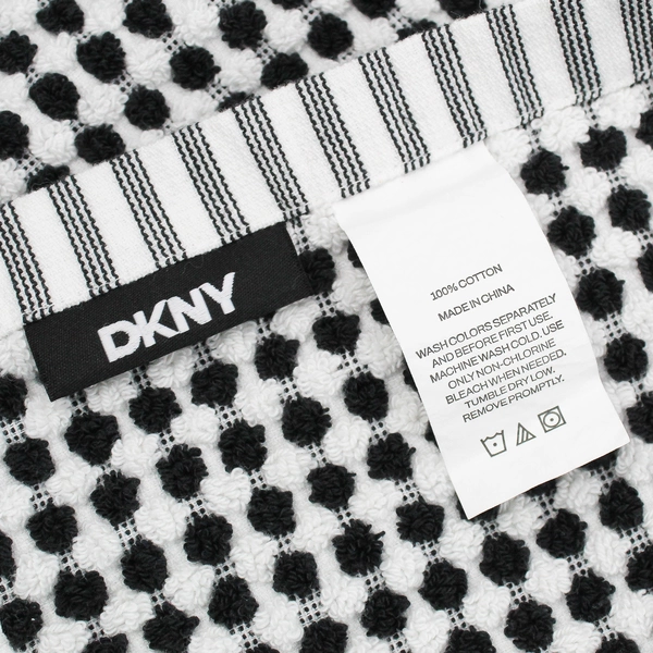 Lot Of 2 DKNY Matching Black/White Dish Towels 100% Cotton 16.5" x 28.5"
