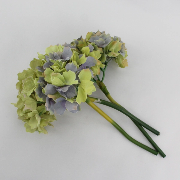 Lot of 3 Artificial Silk Hydrangea Flowers Yellow And Lavender 14"