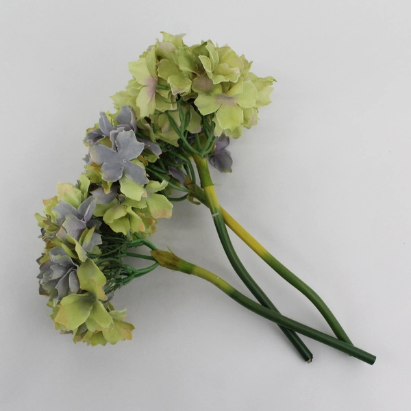 Lot of 3 Artificial Silk Hydrangea Flowers Yellow And Lavender 14"
