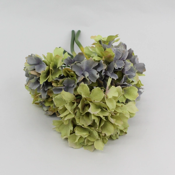 Lot of 3 Artificial Silk Hydrangea Flowers Yellow And Lavender 14"