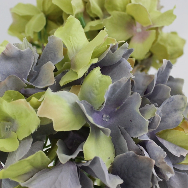 Lot of 3 Artificial Silk Hydrangea Flowers Yellow And Lavender 14"