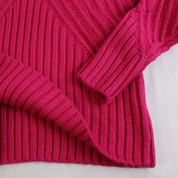 WHBM Women's M Pink Puff Shoulder Long Sleeve Knit Blouse