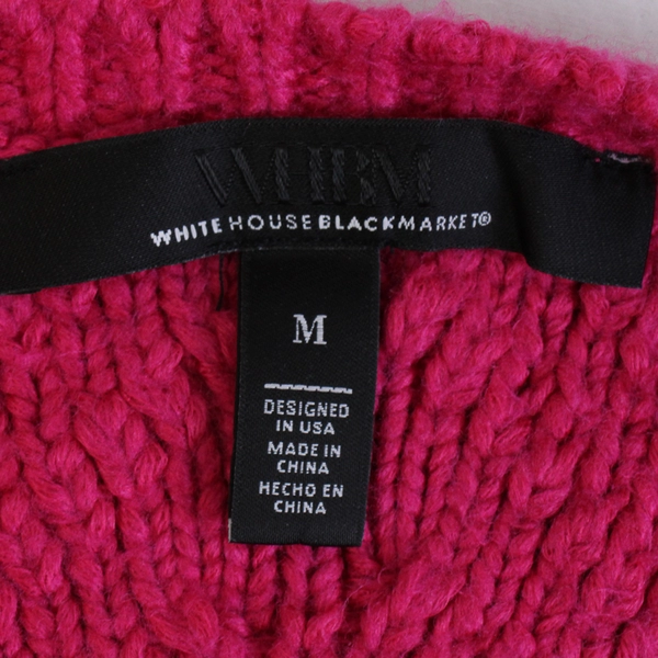 WHBM Women's M Pink Puff Shoulder Long Sleeve Knit Blouse