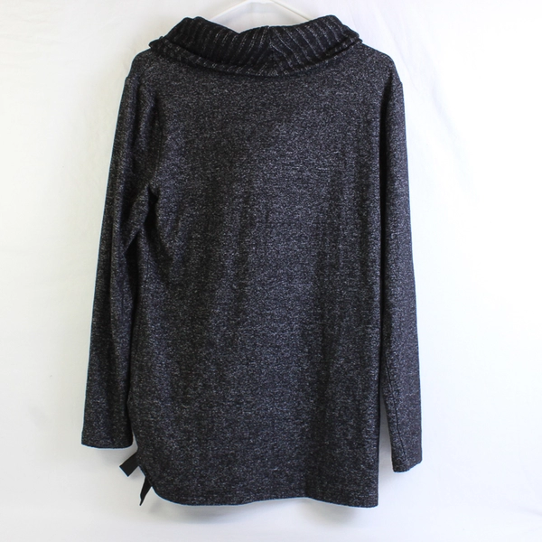 WHBM Women's M Cowl Neck Gray Long Sleeve Top With Bow Detail Around Waist