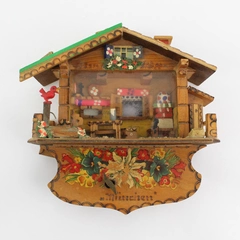 Vintage Reuge Swiss Chalet Diorama Music Box For Parts Or Repair