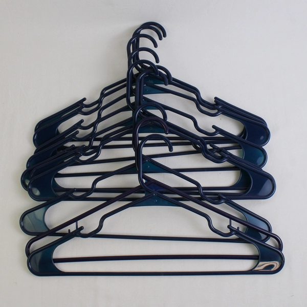 Lot of 10 Dark Blue Plastic Clothes Hangers Home Storage Organization
