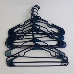 Lot of 10 Dark Blue Plastic Clothes Hangers Home Storage Organization