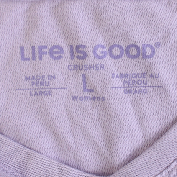 Life is Good Women's L Purple with Lighthouse Decal Short Sleeve T-Shirt